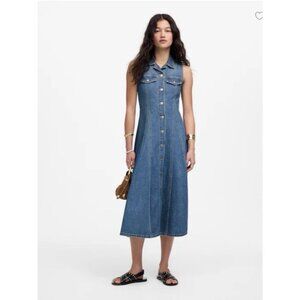 Madewell$148 Pleated Midi Shirtdress in Billings Wash: Airy Denim Edition Sz 2